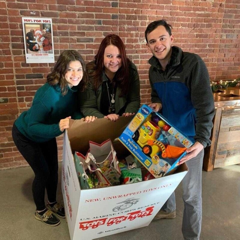Picture of Markforged team members donating to Toys for Tots